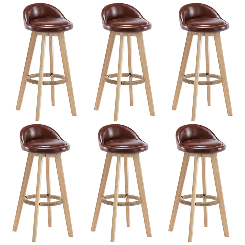 Contemporary Rubberwood Home Stool Footrest Upholstered Bar Stools