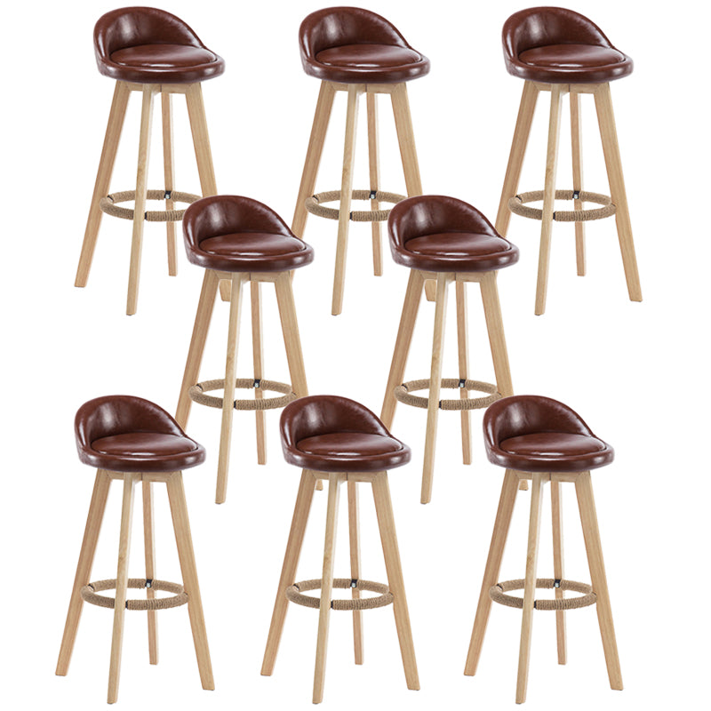 Contemporary Rubberwood Home Stool Footrest Upholstered Bar Stools