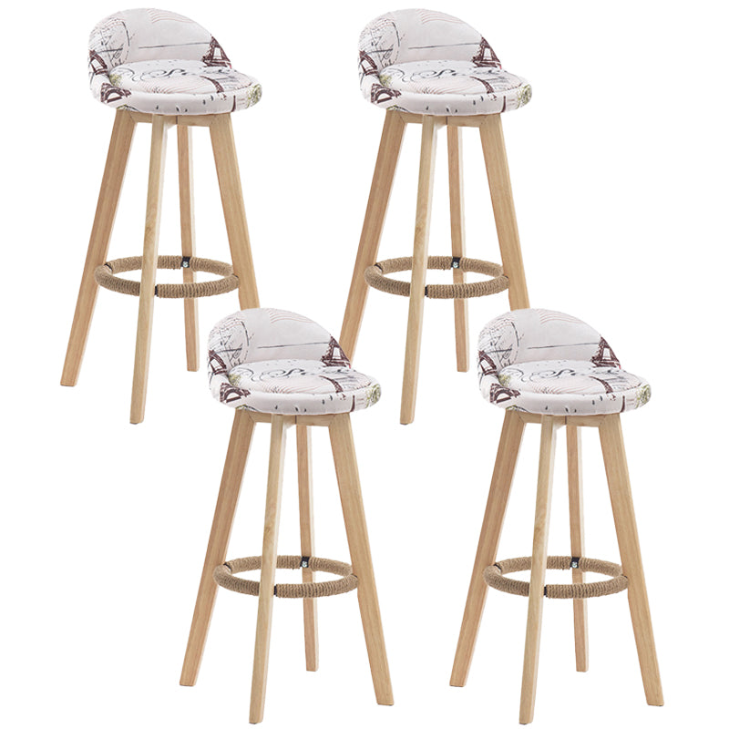 Contemporary Rubberwood Home Stool Footrest Upholstered Bar Stools