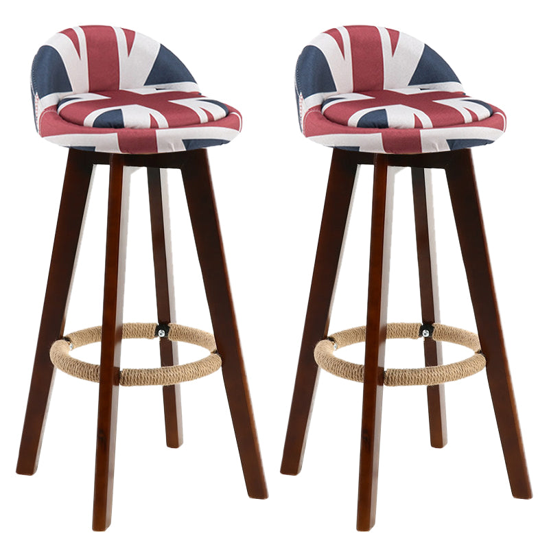 Contemporary Rubberwood Home Stool Footrest Upholstered Bar Stools