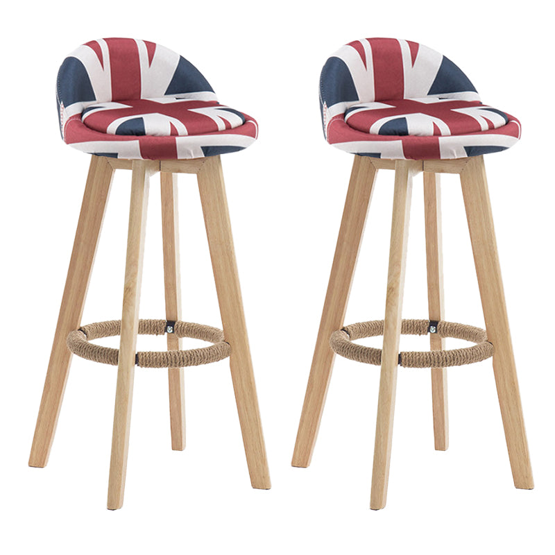 Contemporary Rubberwood Home Stool Footrest Upholstered Bar Stools