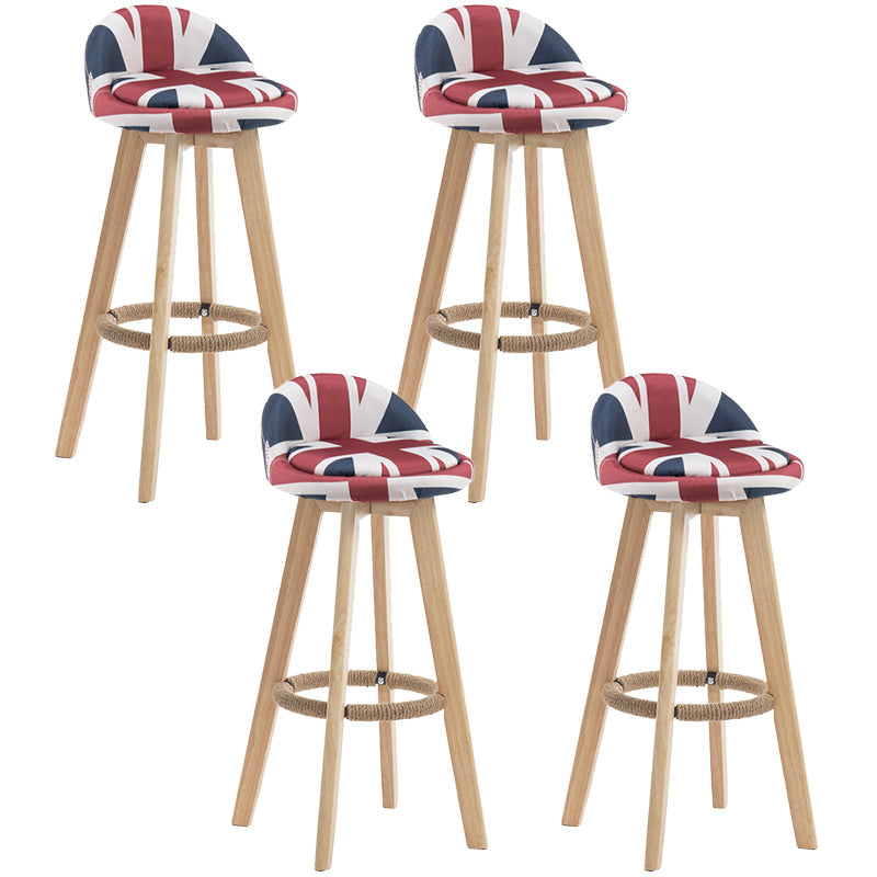 Contemporary Rubberwood Home Stool Footrest Upholstered Bar Stools