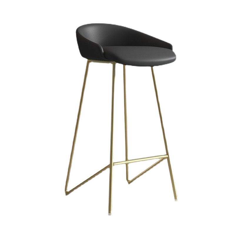 Faux Leather Armless Counter Stool Industrial Low Back Bar Stool