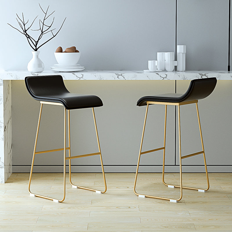 Industrial Armless Counter Stool Solid Wave Seat Bar Chair with Metal Legs Clearhalo 'Bar Furniture' 'Bar Stools' 'bar_stools' 'furn' 'furn_bar_stools' 'Furniture' 'Kitchen & Dining Furniture' 5946479