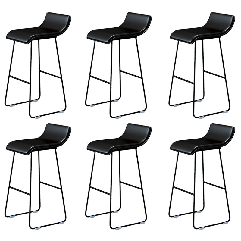 Industrial Armless Counter Stool Solid Wave Seat Bar Chair with Metal Legs Black 6 Piece Set Clearhalo 'Bar Furniture' 'Bar Stools' 'bar_stools' 'furn' 'furn_bar_stools' 'Furniture' 'Kitchen & Dining Furniture' 5946483