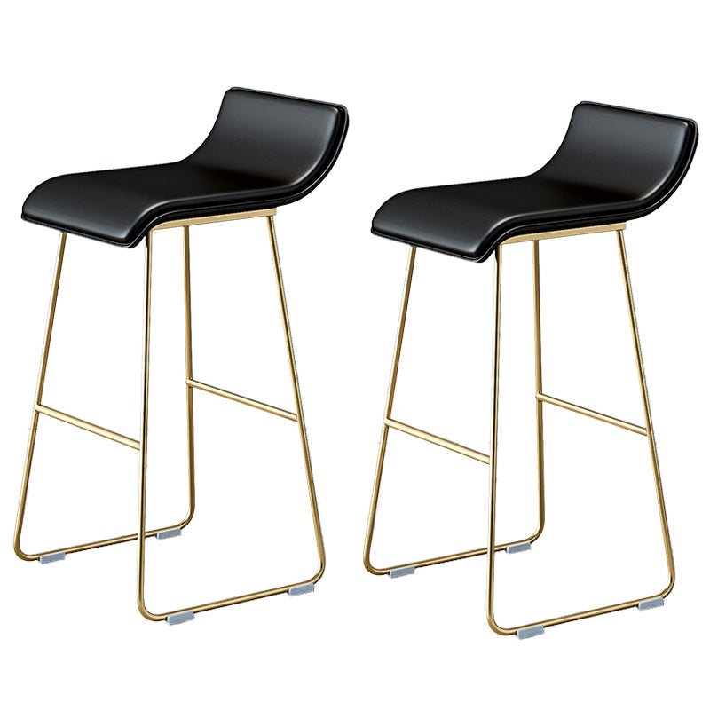 Industrial Armless Counter Stool Solid Wave Seat Bar Chair with Metal Legs Black-Gold 2 Piece Set Clearhalo 'Bar Furniture' 'Bar Stools' 'bar_stools' 'furn' 'furn_bar_stools' 'Furniture' 'Kitchen & Dining Furniture' 5946490