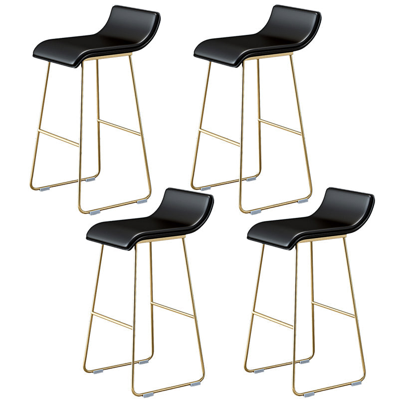 Industrial Armless Counter Stool Solid Wave Seat Bar Chair with Metal Legs Black-Gold 4 Piece Set Clearhalo 'Bar Furniture' 'Bar Stools' 'bar_stools' 'furn' 'furn_bar_stools' 'Furniture' 'Kitchen & Dining Furniture' 5946491