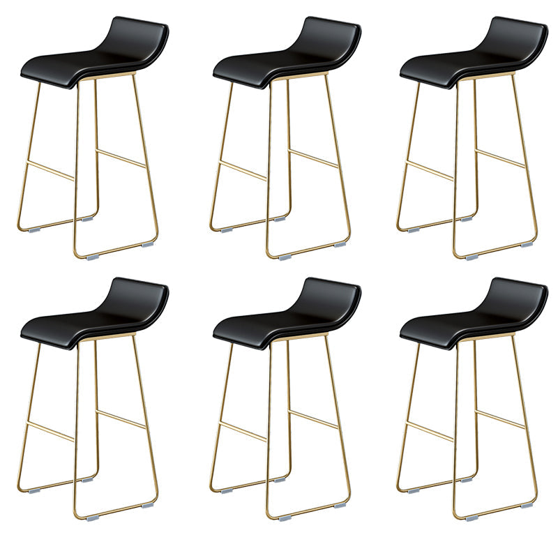 Industrial Armless Counter Stool Solid Wave Seat Bar Chair with Metal Legs Black-Gold 6 Piece Set Clearhalo 'Bar Furniture' 'Bar Stools' 'bar_stools' 'furn' 'furn_bar_stools' 'Furniture' 'Kitchen & Dining Furniture' 5946493