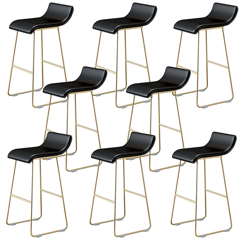 Industrial Armless Counter Stool Solid Wave Seat Bar Chair with Metal Legs Black-Gold 8 Piece Set Clearhalo 'Bar Furniture' 'Bar Stools' 'bar_stools' 'furn' 'furn_bar_stools' 'Furniture' 'Kitchen & Dining Furniture' 5946495