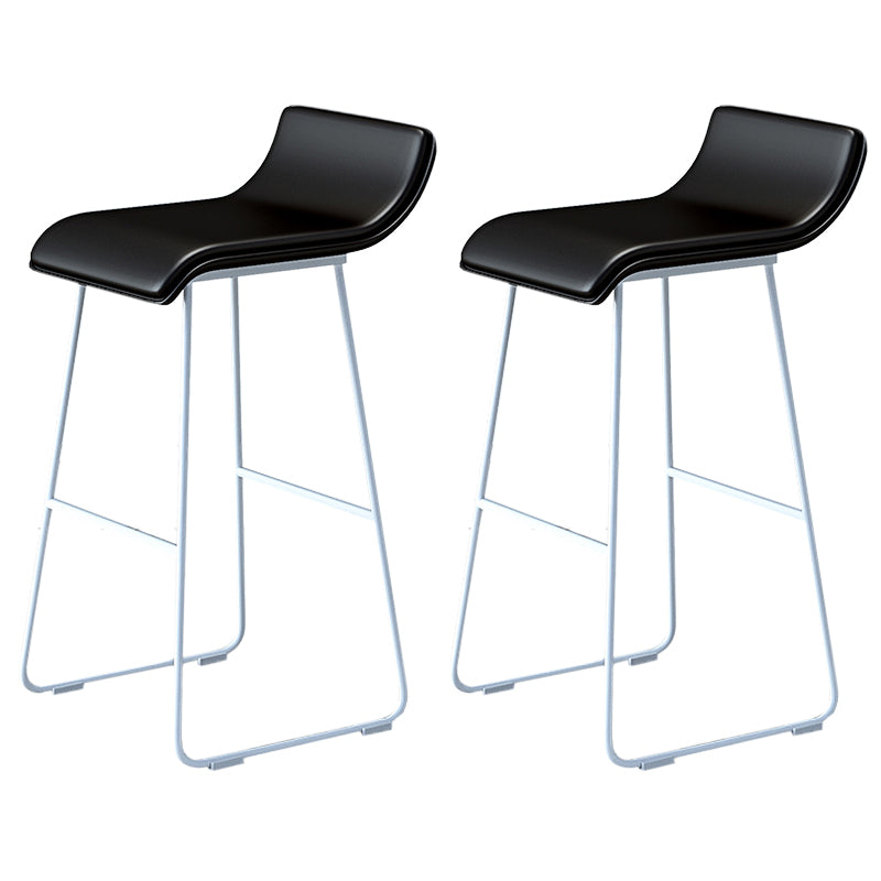 Industrial Armless Counter Stool Solid Wave Seat Bar Chair with Metal Legs White-Black 2 Piece Set Clearhalo 'Bar Furniture' 'Bar Stools' 'bar_stools' 'furn' 'furn_bar_stools' 'Furniture' 'Kitchen & Dining Furniture' 5946497