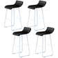 Industrial Armless Counter Stool Solid Wave Seat Bar Chair with Metal Legs White-Black 4 Piece Set Clearhalo 'Bar Furniture' 'Bar Stools' 'bar_stools' 'furn' 'furn_bar_stools' 'Furniture' 'Kitchen & Dining Furniture' 5946498