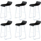 Industrial Armless Counter Stool Solid Wave Seat Bar Chair with Metal Legs White-Black 6 Piece Set Clearhalo 'Bar Furniture' 'Bar Stools' 'bar_stools' 'furn' 'furn_bar_stools' 'Furniture' 'Kitchen & Dining Furniture' 5946499