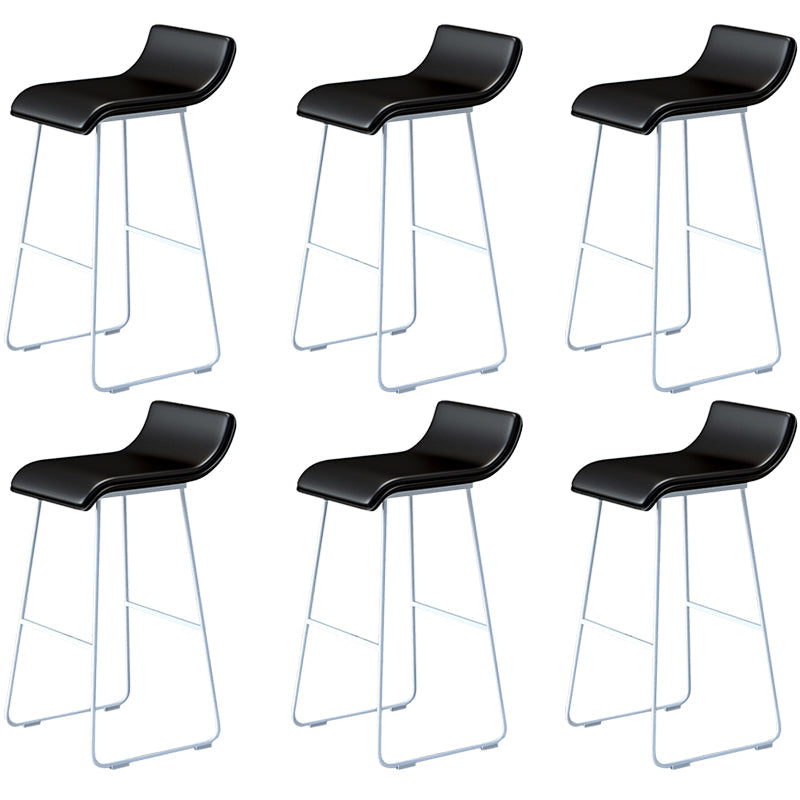 Industrial Armless Counter Stool Solid Wave Seat Bar Chair with Metal Legs White-Black 6 Piece Set Clearhalo 'Bar Furniture' 'Bar Stools' 'bar_stools' 'furn' 'furn_bar_stools' 'Furniture' 'Kitchen & Dining Furniture' 5946499