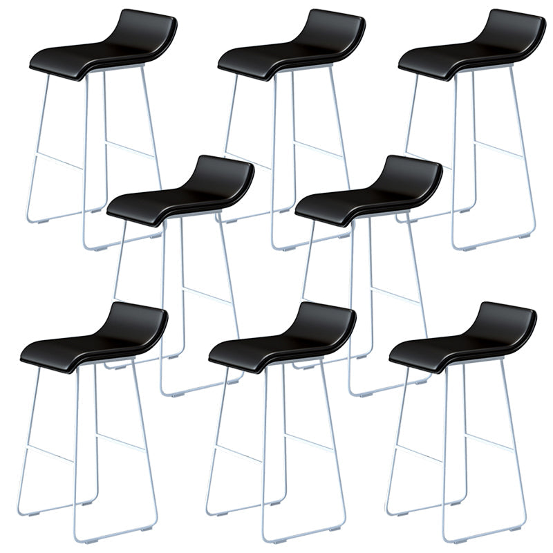 Industrial Armless Counter Stool Solid Wave Seat Bar Chair with Metal Legs White-Black 8 Piece Set Clearhalo 'Bar Furniture' 'Bar Stools' 'bar_stools' 'furn' 'furn_bar_stools' 'Furniture' 'Kitchen & Dining Furniture' 5946500