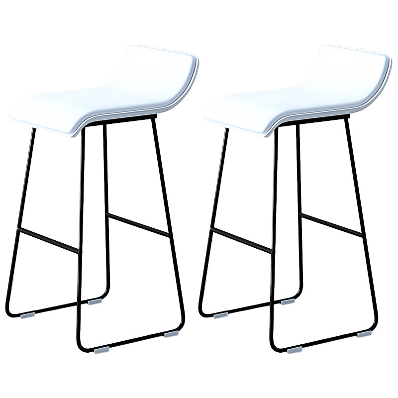 Industrial Armless Counter Stool Solid Wave Seat Bar Chair with Metal Legs White 2 Piece Set Clearhalo 'Bar Furniture' 'Bar Stools' 'bar_stools' 'furn' 'furn_bar_stools' 'Furniture' 'Kitchen & Dining Furniture' 5946502