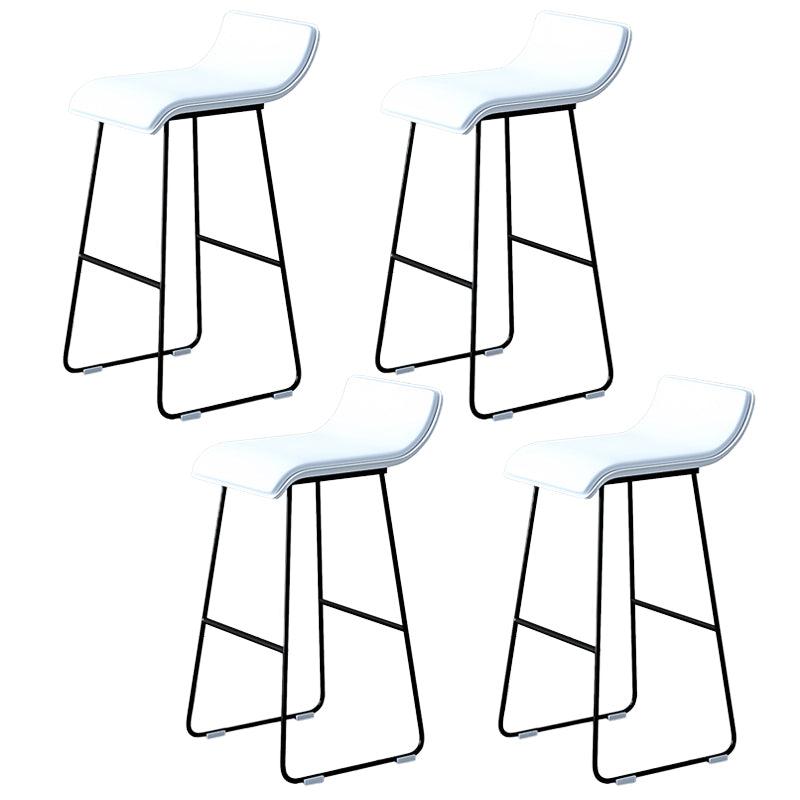 Industrial Armless Counter Stool Solid Wave Seat Bar Chair with Metal Legs White 4 Piece Set Clearhalo 'Bar Furniture' 'Bar Stools' 'bar_stools' 'furn' 'furn_bar_stools' 'Furniture' 'Kitchen & Dining Furniture' 5946503
