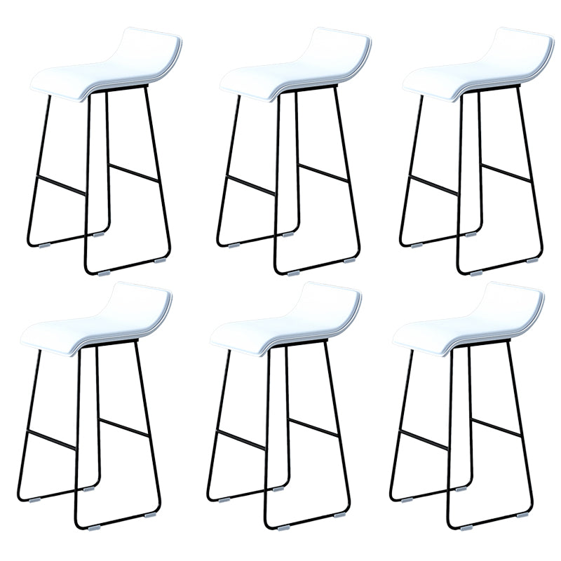 Industrial Armless Counter Stool Solid Wave Seat Bar Chair with Metal Legs White 6 Piece Set Clearhalo 'Bar Furniture' 'Bar Stools' 'bar_stools' 'furn' 'furn_bar_stools' 'Furniture' 'Kitchen & Dining Furniture' 5946504