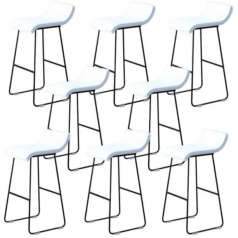 Industrial Armless Counter Stool Solid Wave Seat Bar Chair with Metal Legs White 8 Piece Set Clearhalo 'Bar Furniture' 'Bar Stools' 'bar_stools' 'furn' 'furn_bar_stools' 'Furniture' 'Kitchen & Dining Furniture' 5946505