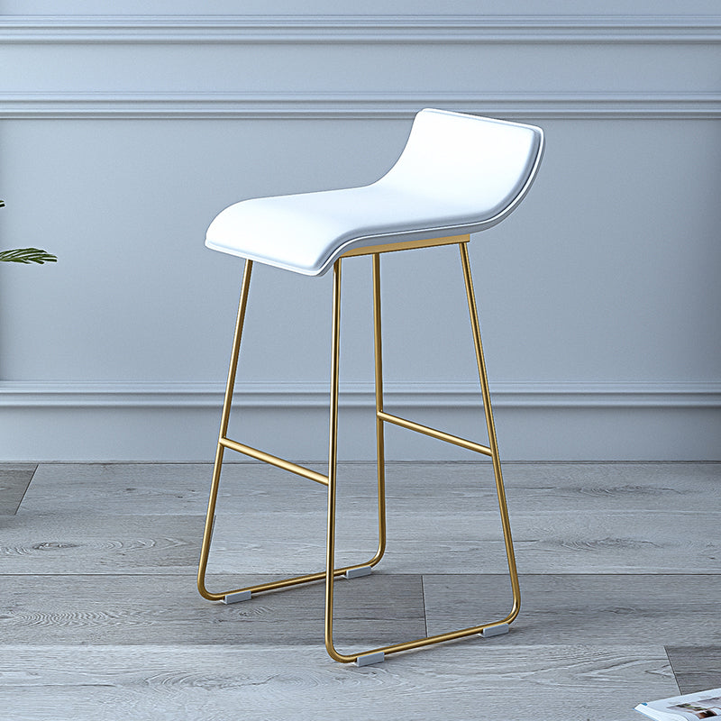 Industrial Armless Counter Stool Solid Wave Seat Bar Chair with Metal Legs White-Gold 1 Piece Clearhalo 'Bar Furniture' 'Bar Stools' 'bar_stools' 'furn' 'furn_bar_stools' 'Furniture' 'Kitchen & Dining Furniture' 5946506