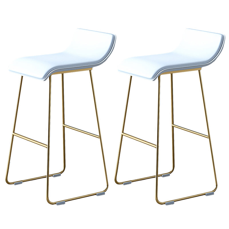 Industrial Armless Counter Stool Solid Wave Seat Bar Chair with Metal Legs White-Gold 2 Piece Set Clearhalo 'Bar Furniture' 'Bar Stools' 'bar_stools' 'furn' 'furn_bar_stools' 'Furniture' 'Kitchen & Dining Furniture' 5946507