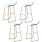 Industrial Armless Counter Stool Solid Wave Seat Bar Chair with Metal Legs White-Gold 4 Piece Set Clearhalo 'Bar Furniture' 'Bar Stools' 'bar_stools' 'furn' 'furn_bar_stools' 'Furniture' 'Kitchen & Dining Furniture' 5946508