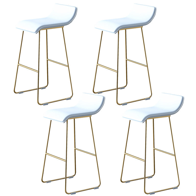 Industrial Armless Counter Stool Solid Wave Seat Bar Chair with Metal Legs White-Gold 4 Piece Set Clearhalo 'Bar Furniture' 'Bar Stools' 'bar_stools' 'furn' 'furn_bar_stools' 'Furniture' 'Kitchen & Dining Furniture' 5946508