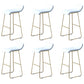 Industrial Armless Counter Stool Solid Wave Seat Bar Chair with Metal Legs White-Gold 6 Piece Set Clearhalo 'Bar Furniture' 'Bar Stools' 'bar_stools' 'furn' 'furn_bar_stools' 'Furniture' 'Kitchen & Dining Furniture' 5946509