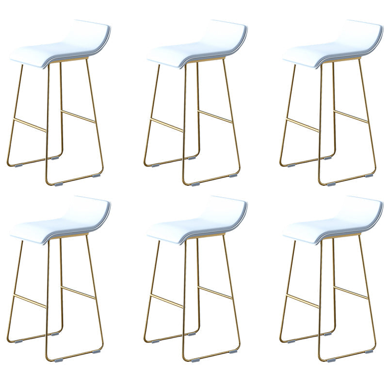 Industrial Armless Counter Stool Solid Wave Seat Bar Chair with Metal Legs White-Gold 6 Piece Set Clearhalo 'Bar Furniture' 'Bar Stools' 'bar_stools' 'furn' 'furn_bar_stools' 'Furniture' 'Kitchen & Dining Furniture' 5946509