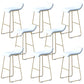 Industrial Armless Counter Stool Solid Wave Seat Bar Chair with Metal Legs White-Gold 8 Piece Set Clearhalo 'Bar Furniture' 'Bar Stools' 'bar_stools' 'furn' 'furn_bar_stools' 'Furniture' 'Kitchen & Dining Furniture' 5946510