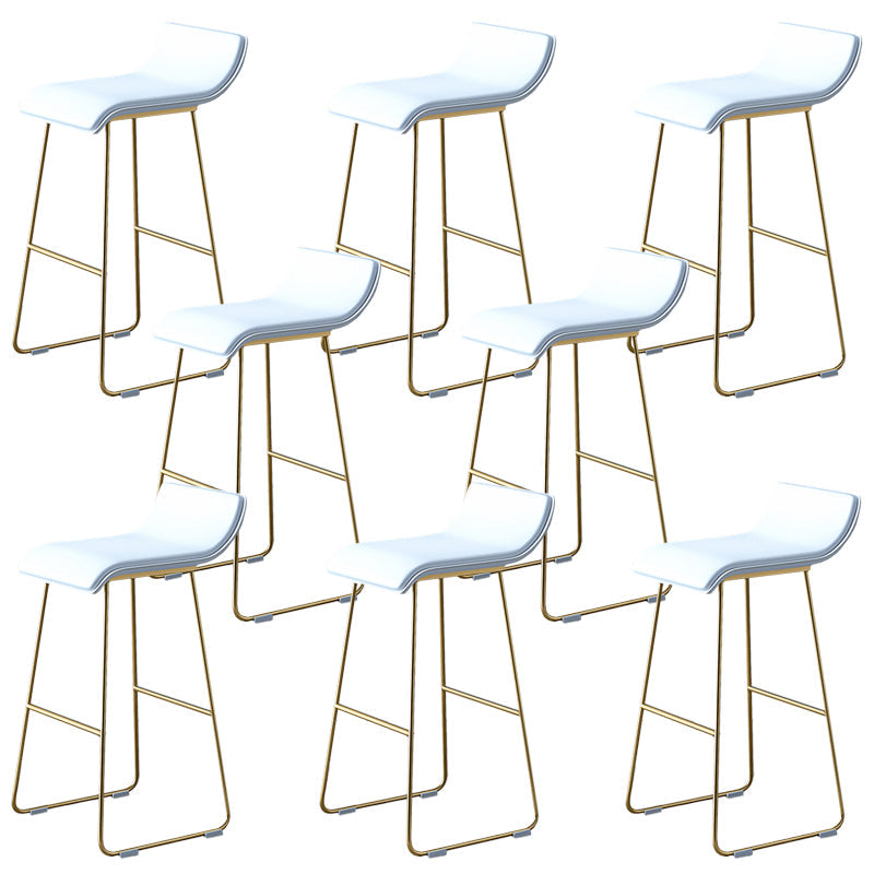 Industrial Armless Counter Stool Solid Wave Seat Bar Chair with Metal Legs White-Gold 8 Piece Set Clearhalo 'Bar Furniture' 'Bar Stools' 'bar_stools' 'furn' 'furn_bar_stools' 'Furniture' 'Kitchen & Dining Furniture' 5946510