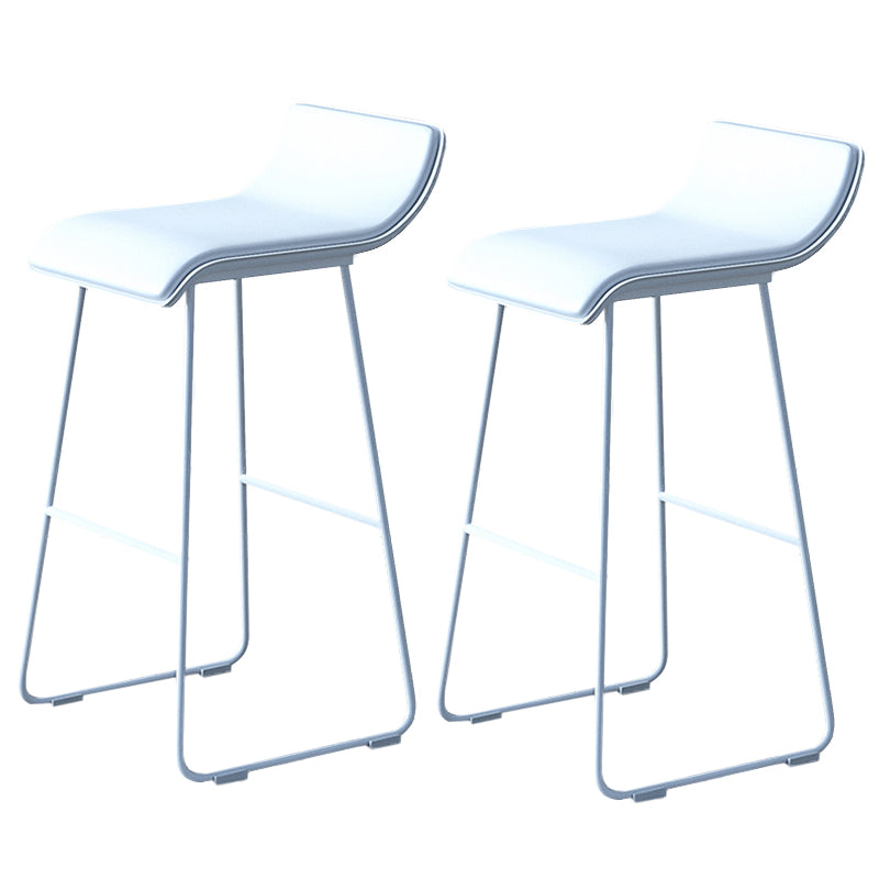 Industrial Armless Counter Stool Solid Wave Seat Bar Chair with Metal Legs Off-White 2 Piece Set Clearhalo 'Bar Furniture' 'Bar Stools' 'bar_stools' 'furn' 'furn_bar_stools' 'Furniture' 'Kitchen & Dining Furniture' 5946512