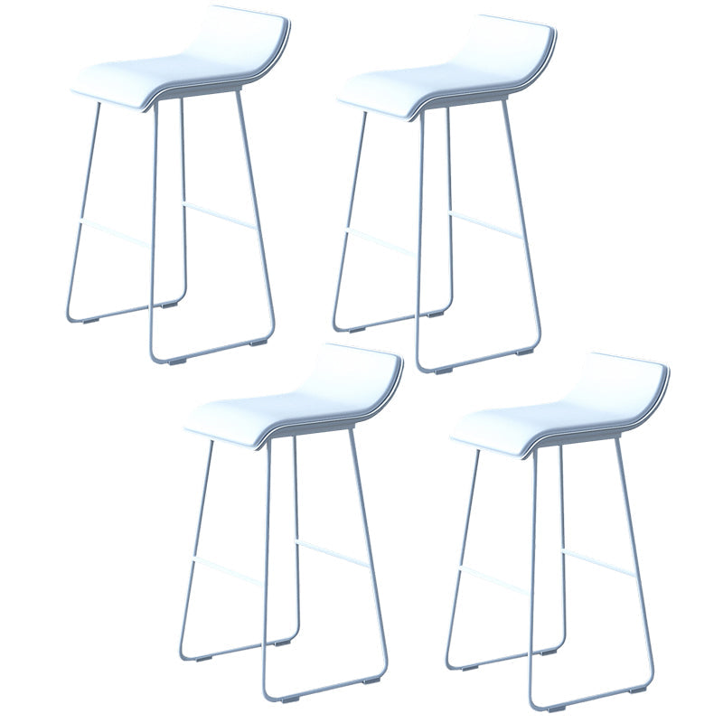 Industrial Armless Counter Stool Solid Wave Seat Bar Chair with Metal Legs Off-White 4 Piece Set Clearhalo 'Bar Furniture' 'Bar Stools' 'bar_stools' 'furn' 'furn_bar_stools' 'Furniture' 'Kitchen & Dining Furniture' 5946513