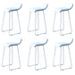 Industrial Armless Counter Stool Solid Wave Seat Bar Chair with Metal Legs Off-White 6 Piece Set Clearhalo 'Bar Furniture' 'Bar Stools' 'bar_stools' 'furn' 'furn_bar_stools' 'Furniture' 'Kitchen & Dining Furniture' 5946514