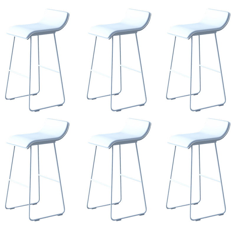 Industrial Armless Counter Stool Solid Wave Seat Bar Chair with Metal Legs Off-White 6 Piece Set Clearhalo 'Bar Furniture' 'Bar Stools' 'bar_stools' 'furn' 'furn_bar_stools' 'Furniture' 'Kitchen & Dining Furniture' 5946514