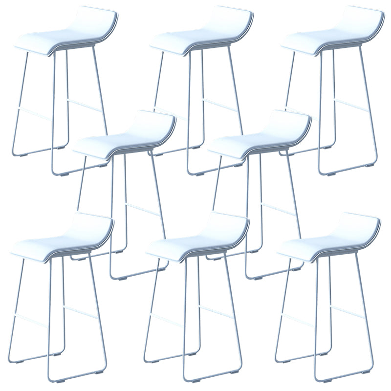 Industrial Armless Counter Stool Solid Wave Seat Bar Chair with Metal Legs Off-White 8 Piece Set Clearhalo 'Bar Furniture' 'Bar Stools' 'bar_stools' 'furn' 'furn_bar_stools' 'Furniture' 'Kitchen & Dining Furniture' 5946515