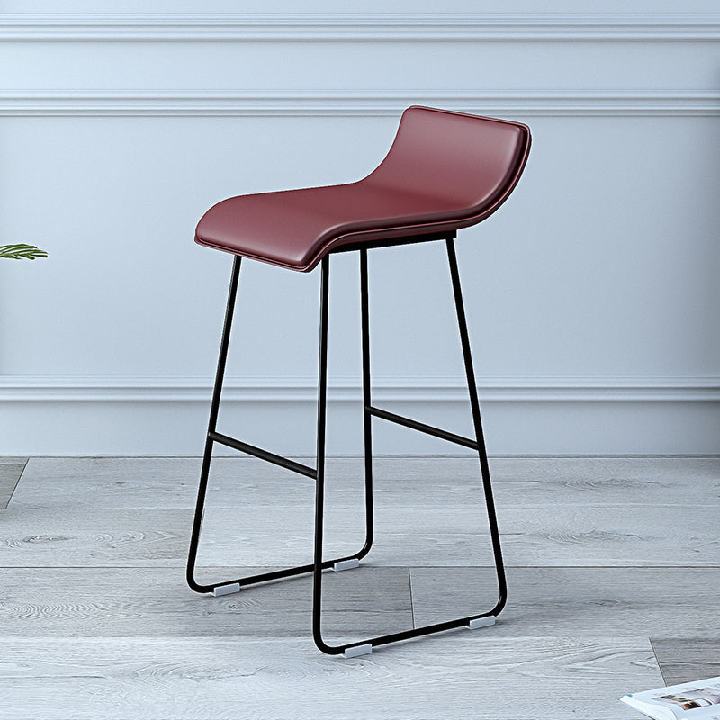 Industrial Armless Counter Stool Solid Wave Seat Bar Chair with Metal Legs Brown 1 Piece Clearhalo 'Bar Furniture' 'Bar Stools' 'bar_stools' 'furn' 'furn_bar_stools' 'Furniture' 'Kitchen & Dining Furniture' 5946516