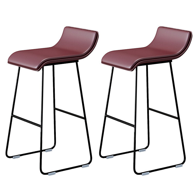 Industrial Armless Counter Stool Solid Wave Seat Bar Chair with Metal Legs Brown 2 Piece Set Clearhalo 'Bar Furniture' 'Bar Stools' 'bar_stools' 'furn' 'furn_bar_stools' 'Furniture' 'Kitchen & Dining Furniture' 5946517