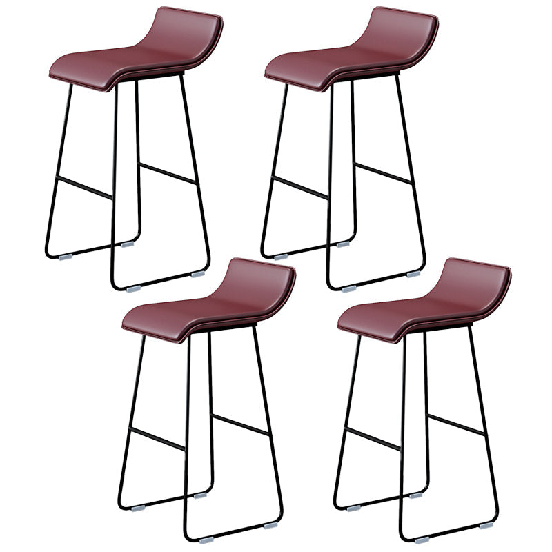 Industrial Armless Counter Stool Solid Wave Seat Bar Chair with Metal Legs Brown 4 Piece Set Clearhalo 'Bar Furniture' 'Bar Stools' 'bar_stools' 'furn' 'furn_bar_stools' 'Furniture' 'Kitchen & Dining Furniture' 5946518