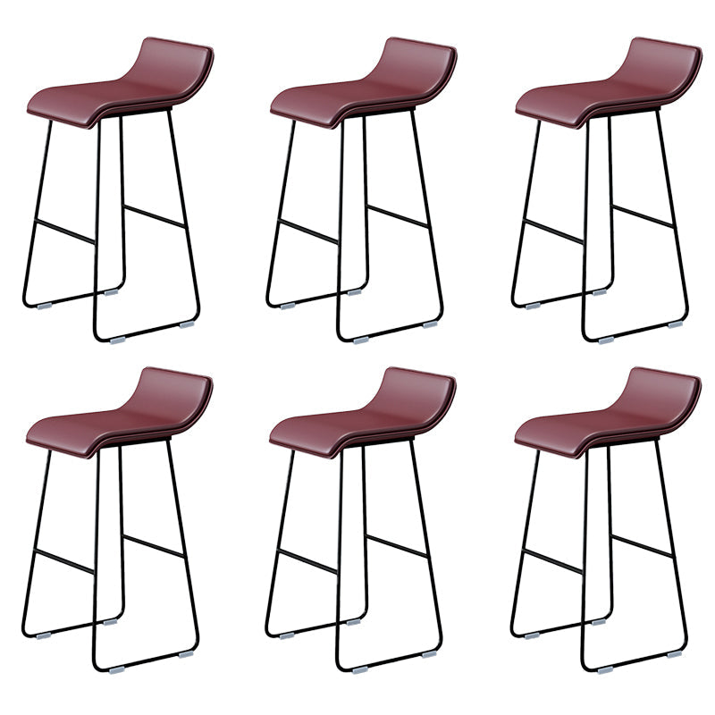 Industrial Armless Counter Stool Solid Wave Seat Bar Chair with Metal Legs Brown 6 Piece Set Clearhalo 'Bar Furniture' 'Bar Stools' 'bar_stools' 'furn' 'furn_bar_stools' 'Furniture' 'Kitchen & Dining Furniture' 5946519