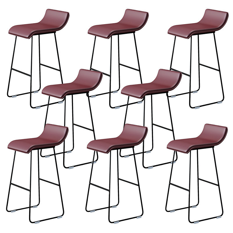 Industrial Armless Counter Stool Solid Wave Seat Bar Chair with Metal Legs Brown 8 Piece Set Clearhalo 'Bar Furniture' 'Bar Stools' 'bar_stools' 'furn' 'furn_bar_stools' 'Furniture' 'Kitchen & Dining Furniture' 5946520