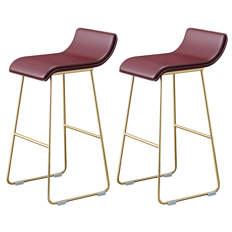 Industrial Armless Counter Stool Solid Wave Seat Bar Chair with Metal Legs Gold-Brown 2 Piece Set Clearhalo 'Bar Furniture' 'Bar Stools' 'bar_stools' 'furn' 'furn_bar_stools' 'Furniture' 'Kitchen & Dining Furniture' 5946522