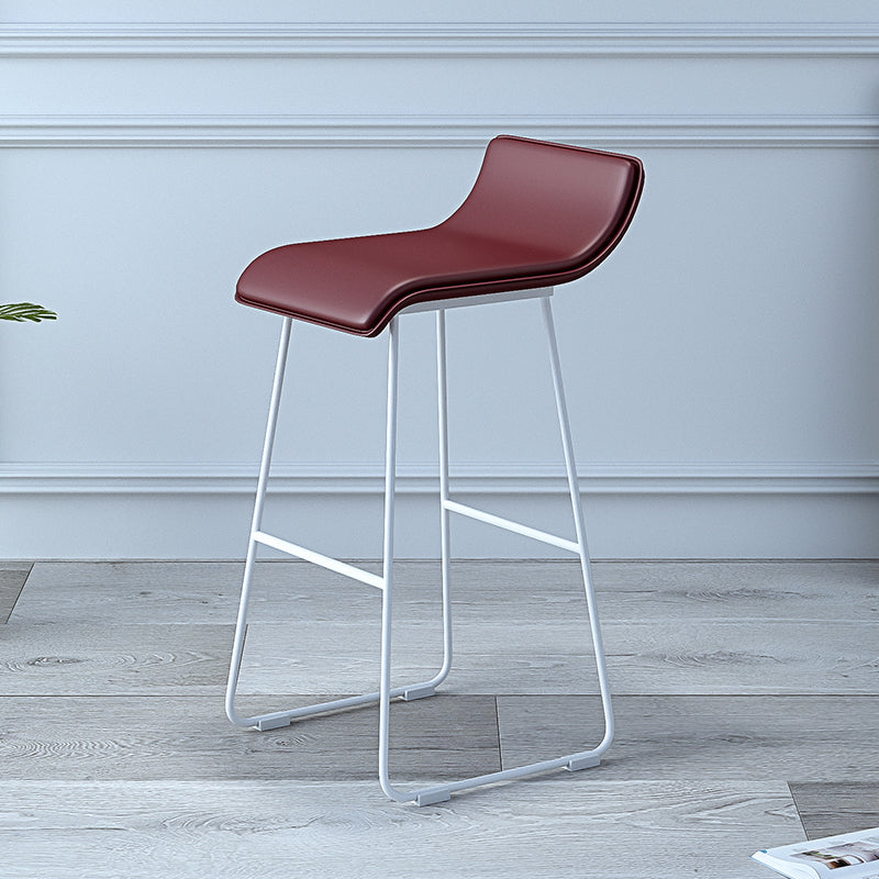 Industrial Armless Counter Stool Solid Wave Seat Bar Chair with Metal Legs White-Brown 1 Piece Clearhalo 'Bar Furniture' 'Bar Stools' 'bar_stools' 'furn' 'furn_bar_stools' 'Furniture' 'Kitchen & Dining Furniture' 5946526