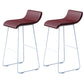 Industrial Armless Counter Stool Solid Wave Seat Bar Chair with Metal Legs White-Brown 2 Piece Set Clearhalo 'Bar Furniture' 'Bar Stools' 'bar_stools' 'furn' 'furn_bar_stools' 'Furniture' 'Kitchen & Dining Furniture' 5946527