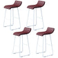 Industrial Armless Counter Stool Solid Wave Seat Bar Chair with Metal Legs White-Brown 4 Piece Set Clearhalo 'Bar Furniture' 'Bar Stools' 'bar_stools' 'furn' 'furn_bar_stools' 'Furniture' 'Kitchen & Dining Furniture' 5946528
