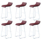 Industrial Armless Counter Stool Solid Wave Seat Bar Chair with Metal Legs White-Brown 6 Piece Set Clearhalo 'Bar Furniture' 'Bar Stools' 'bar_stools' 'furn' 'furn_bar_stools' 'Furniture' 'Kitchen & Dining Furniture' 5946529