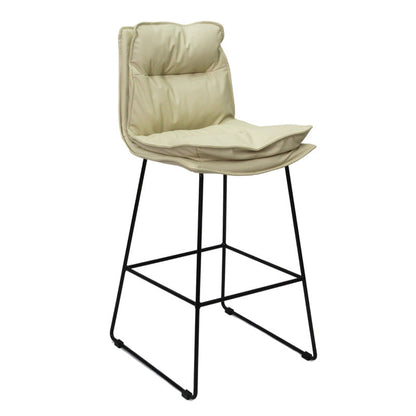 Scandinavian Metal Barstool Faux Leather Counter Stool With Iron Base