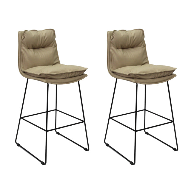 Scandinavian Metal Barstool Faux Leather Counter Stool With Iron Base