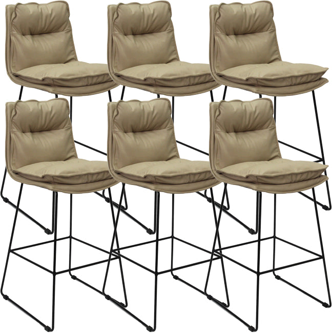 Scandinavian Metal Barstool Faux Leather Counter Stool With Iron Base