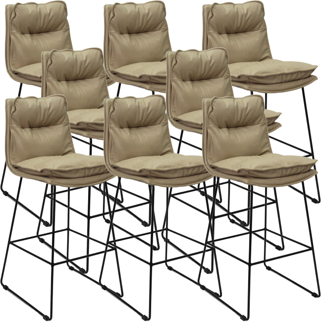 Scandinavian Metal Barstool Faux Leather Counter Stool With Iron Base