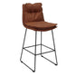 Scandinavian Metal Barstool Faux Leather Counter Stool With Iron Base